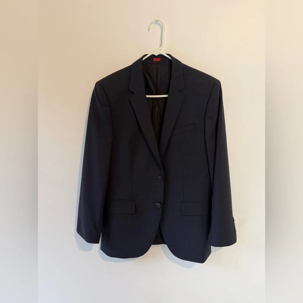 HUGO Boss Aeron Hamen1 Wool Suit Navy Two Button Blazer Pants 36S 46C